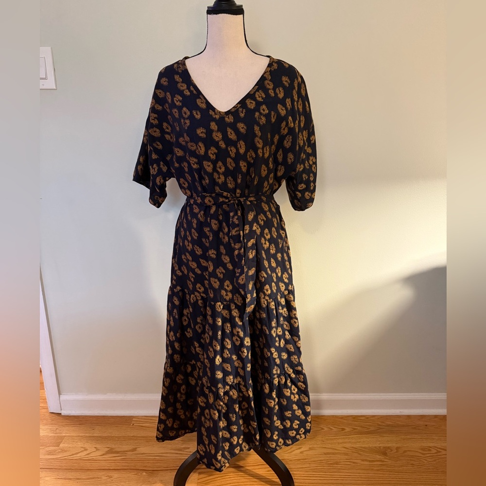 Trina Turk Black and Brown Patterned Maxi Dress